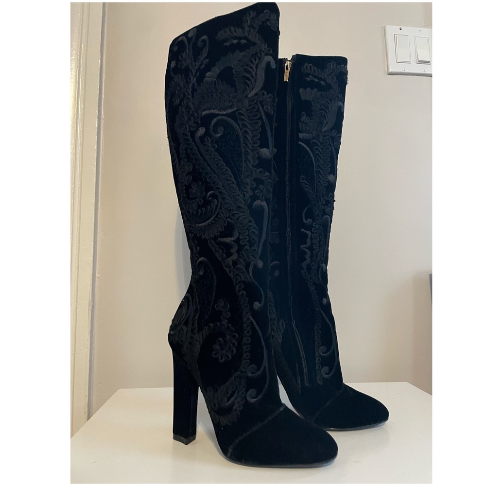 Salvatore Ferragamo Velvet Knee High Boots Size 6 M